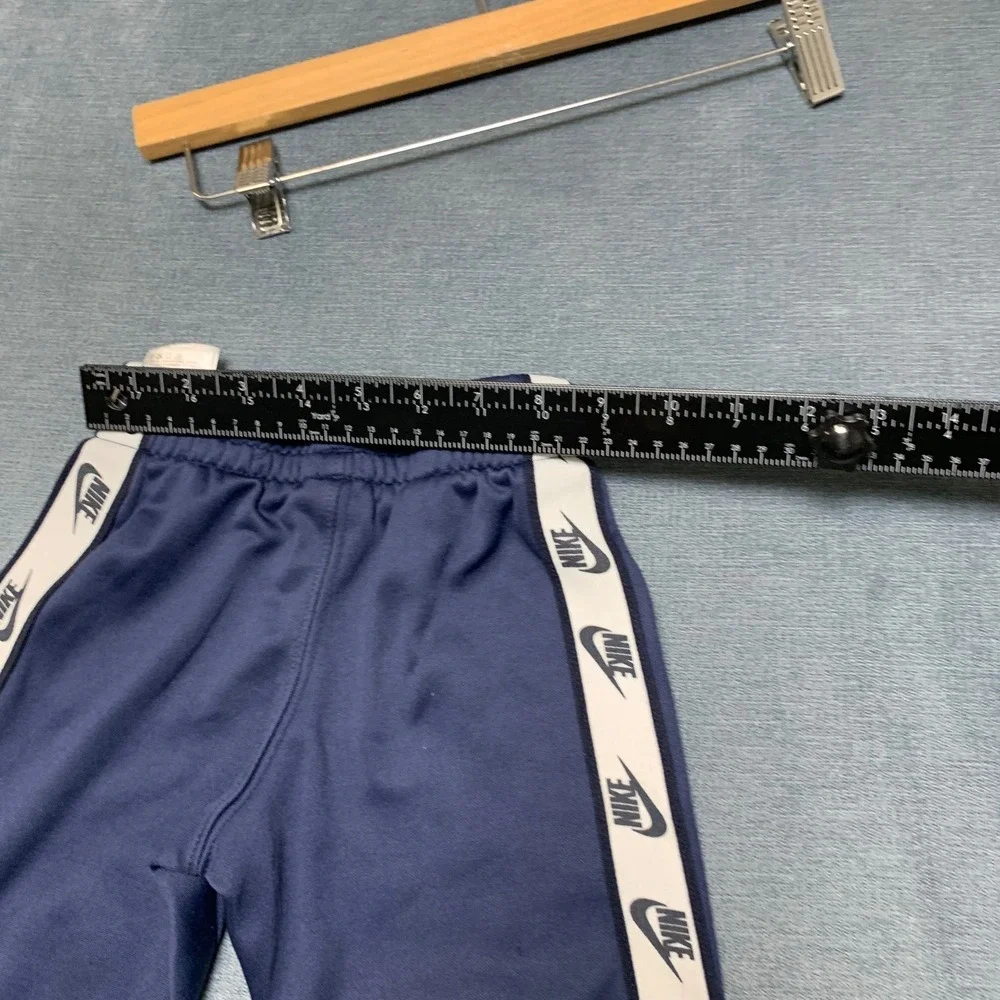 Nike Sweatpants Boys 2T Blue Fleece Lined Elastic Waist Swoosh Logo Tapered Leg